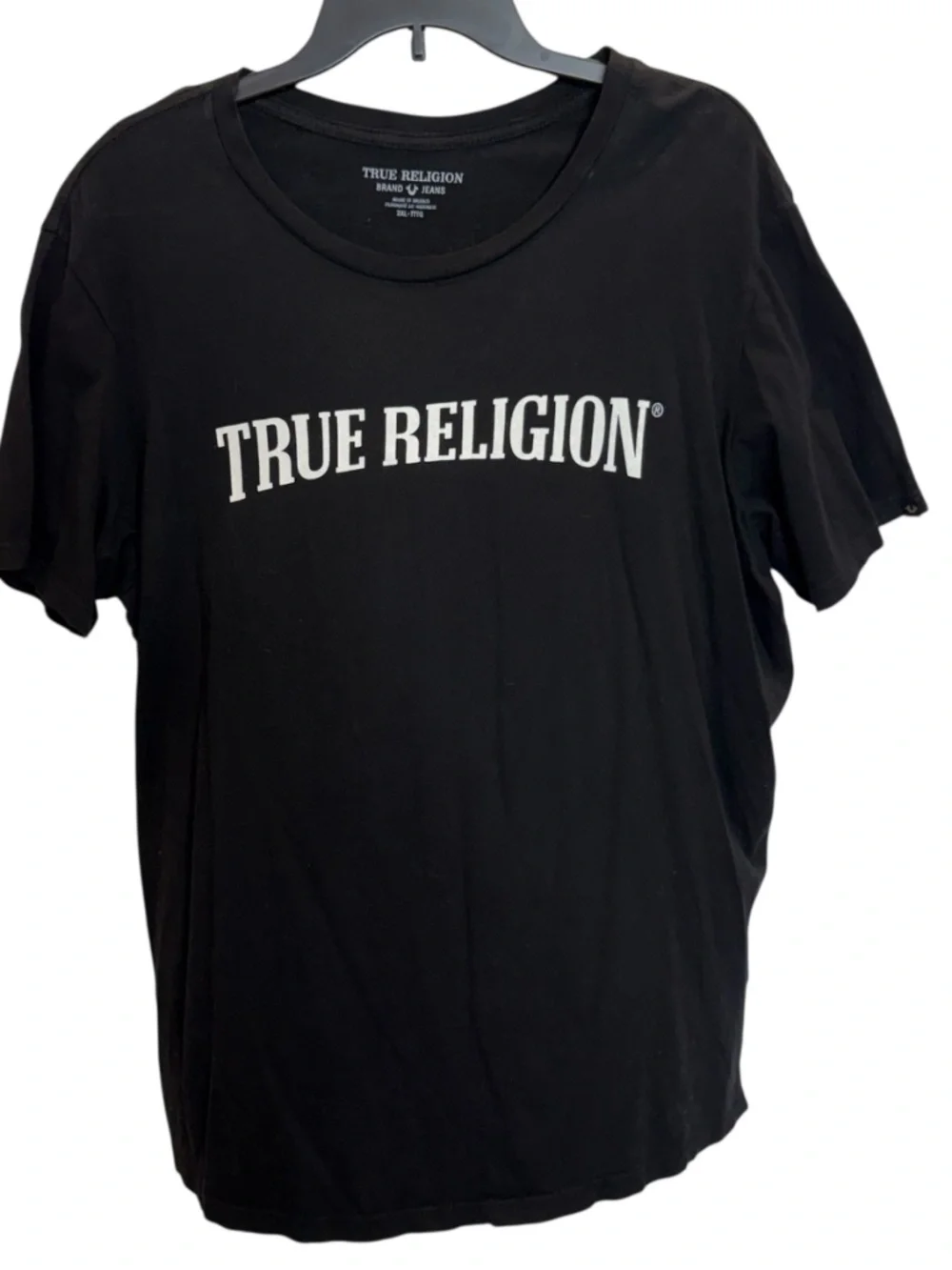 True Religion Black Tee with White Arch Logo 2XL